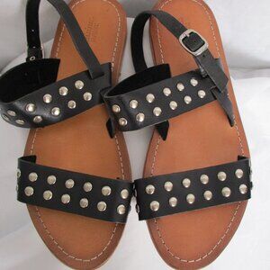 Urban Outfitters Penny Studded Black Leather Sandals Size 6